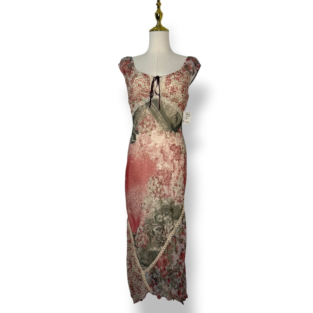 Vintage Charlotte Russe Juniors 5 Midi Dress Romantic Floral Patchwork Y2K NEW